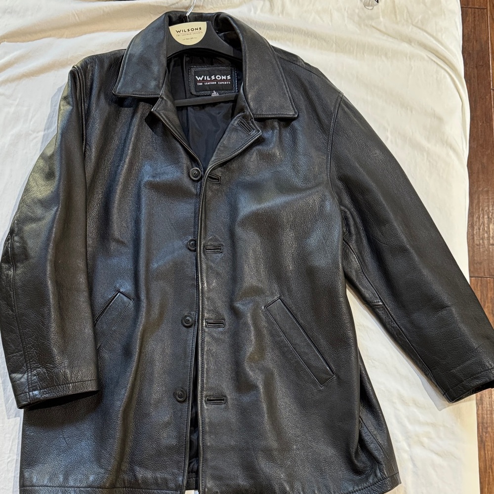 Wilsons Leather Classic Black Trench Coat